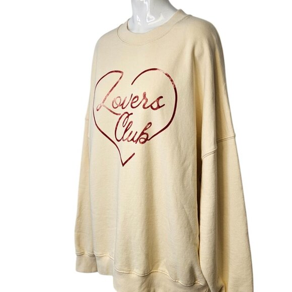 Spiritual Gangster Boyfriend Pullover Sweater, Graphic Lovers Club, Cream, Sz M - Picture 10 of 11